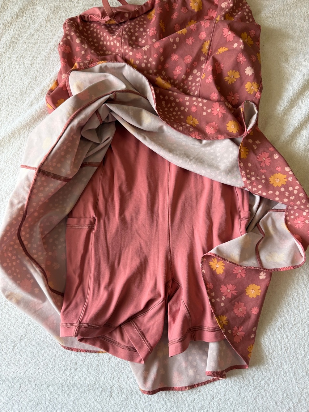 Aerie Strappy Ruffle-Hem Slip Skort Dress - Rust Pink - Picture 3 of 4